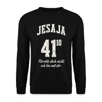 Jahreslosung 2027 Jesaja 41 10 Fürchte dich nicht - Unisex Pullover - Schwarz - Vorne - Alina (178cm) & Michal (187cm)
