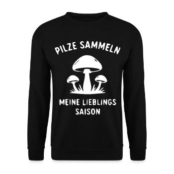 Pilze Sammeln Meine Lieblingssaison - Unisex Pullover - Schwarz - Vorne - Alina (178cm) & Michal (187cm)
