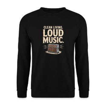 Clean Living Loud Music Straight Edge Nüchtern - Unisex Pullover - Schwarz - Vorne - Alina (178cm) & Michal (187cm)