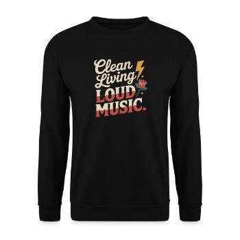 Clean Living Loud Music Straight Edge Nüchtern - Unisex Pullover - Schwarz - Vorne - Alina (178cm) & Michal (187cm)