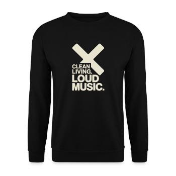 Clean Living Loud Music Straight Edge Nüchtern - Unisex Pullover - Schwarz - Vorne - Alina (178cm) & Michal (187cm)
