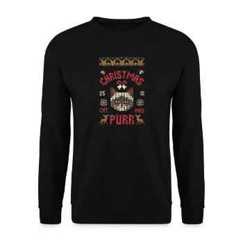 Ugly Christmas Katze - Unisex Pullover - Schwarz - Vorne - Alina (178cm) & Michal (187cm)
