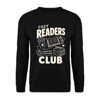 Cozy Readers Club - Unisex Pullover - Schwarz - Vorne - Alina (178cm) & Michal (187cm)