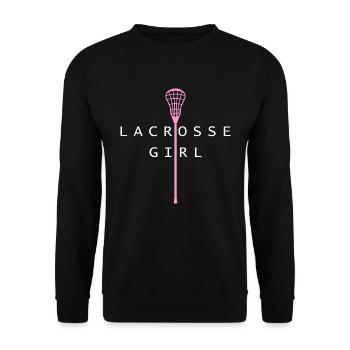 Lacrosse Mädchen Für Lacrosse Sportlerinnen - Unisex Pullover - Schwarz - Vorne - Alina (178cm) & Michal (187cm)