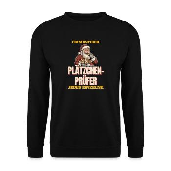 Firmenfeier: Plätzchen-Prüfer - Unisex Pullover - Schwarz - Vorne - Alina (178cm) & Michal (187cm)
