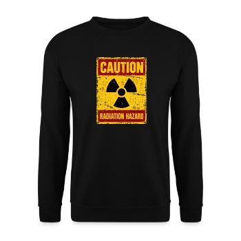 Strahlenwarnschild Radioaktiv - Nuklear - Caution - Unisex Pullover - Schwarz - Vorne - Alina (178cm) & Michal (187cm)