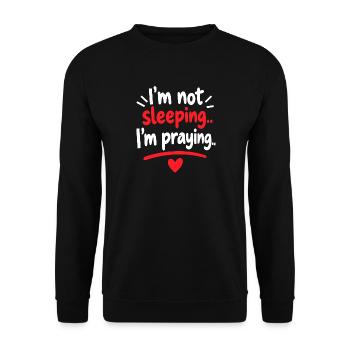 Nicht schlafend, betendes Grafik-Tee - Unisex Pullover - Schwarz - Vorne - Alina (178cm) & Michal (187cm)
