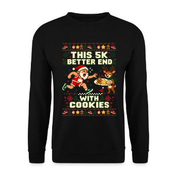 Weihnachten Läufer Joggen Kekse - Unisex Pullover - Schwarz - Vorne - Alina (178cm) & Michal (187cm)