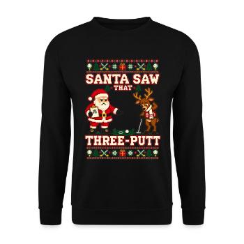 Weihnachten Golf Golfer Putten Geschenkidee - Unisex Pullover - Schwarz - Vorne - Alina (178cm) & Michal (187cm)