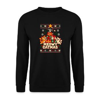 Weihnachten Katzen Meowy Catmas - Unisex Pullover - Schwarz - Vorne - Alina (178cm) & Michal (187cm)