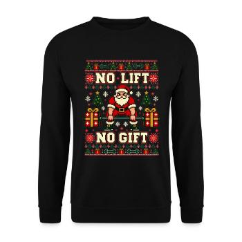 Weihnachten Fitness Weihnachtsmann No Lift No Gift - Unisex Pullover - Schwarz - Vorne - Alina (178cm) & Michal (187cm)