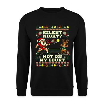 Weihnachten Tennis Tennishumor - Unisex Pullover - Schwarz - Vorne - Alina (178cm) & Michal (187cm)