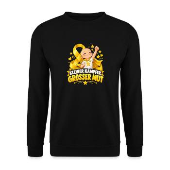 Kleiner Kämpfer, Großer Mut – Kinderkrebs - Unisex Pullover - Schwarz - Vorne - Alina (178cm) & Michal (187cm)