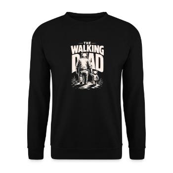 Walking Dad Mit Kleinem Bären - Unisex Pullover - Schwarz - Vorne - Alina (178cm) & Michal (187cm)