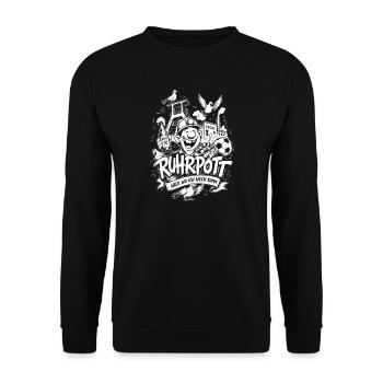 Ruhrpott Identity: Stahl, Kohle, Fußball - Unisex Pullover - Schwarz - Vorne - Alina (178cm) & Michal (187cm)