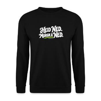 Heid ned Morgn ned Dialekt Shirt - Unisex Pullover - Schwarz - Vorne - Alina (178cm) & Michal (187cm)