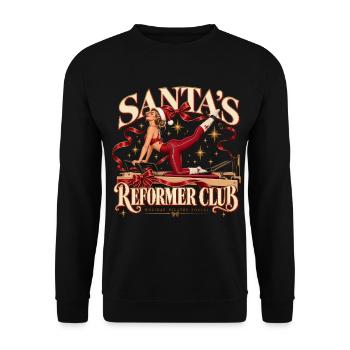 Weihnachts-Pilates-Reformer - Unisex Pullover - Schwarz - Vorne - Alina (178cm) & Michal (187cm)