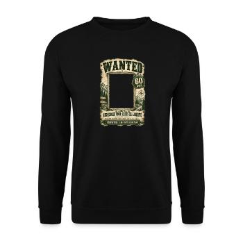 Wanted 60 Years – Geburtstagshumor und Freiheit - Unisex Pullover - Schwarz - Vorne - Alina (178cm) & Michal (187cm)