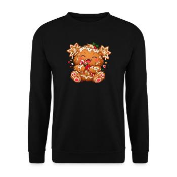 Niedliches Weihnachtsmonster mit Zuckerstange  - Unisex Pullover - Schwarz - Vorne - Alina (178cm) & Michal (187cm)