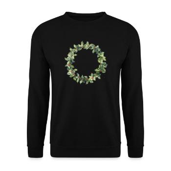 Wasserfarbener Stechpalmenkranz - Unisex Pullover - Schwarz - Vorne - Alina (178cm) & Michal (187cm)