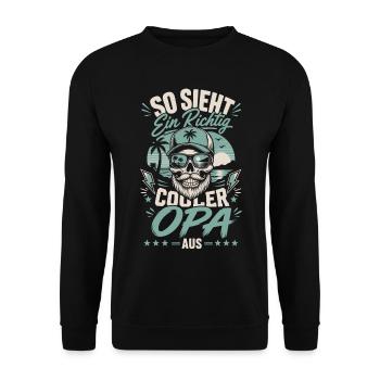 So sieht ein cooler Opa aus - Unisex Pullover - Schwarz - Vorne - Alina (178cm) & Michal (187cm)