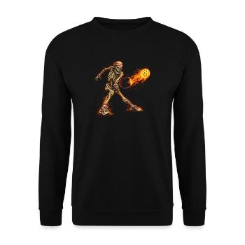 Skelett-Flammende Pickleball-Spieler - Unisex Pullover - Schwarz - Vorne - Alina (178cm) & Michal (187cm)