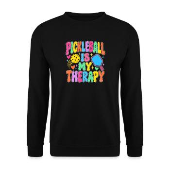 Pickleball ist meine Therapie, groovy - Unisex Pullover - Schwarz - Vorne - Alina (178cm) & Michal (187cm)