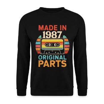 1987 Geburtstag Original 90er 80er Retro-Kassette - Unisex Pullover - Schwarz - Vorne - Alina (178cm) & Michal (187cm)