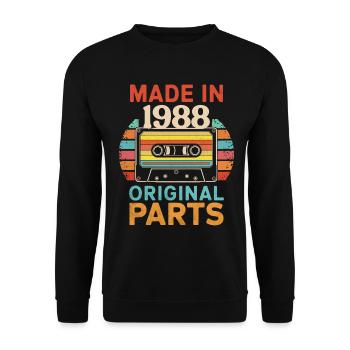 1988 Geburtstag Original 90er 80er Kassettenband Retro - Unisex Pullover - Schwarz - Vorne - Alina (178cm) & Michal (187cm)