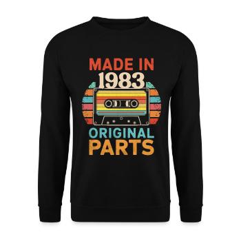 1983 Geburtstag Original 90er 80er Kassettenband Retro - Unisex Pullover - Schwarz - Vorne - Alina (178cm) & Michal (187cm)