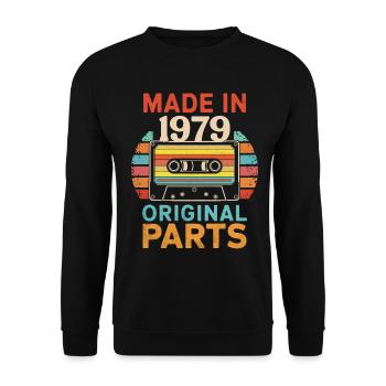 1979 Geburtstag Original 70er 80er Retro-Kassette - Unisex Pullover - Schwarz - Vorne - Alina (178cm) & Michal (187cm)