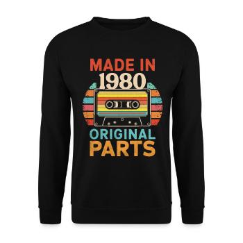 1980 Geburtstag Original 70er 80er Kassettenband Retro - Unisex Pullover - Schwarz - Vorne - Alina (178cm) & Michal (187cm)