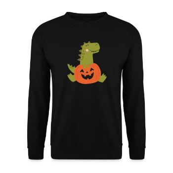 Dinosaurier-Kürbis-Halloween - Unisex Pullover - Schwarz - Vorne - Alina (178cm) & Michal (187cm)