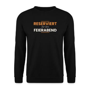 Reserviert für den Feierabend – Gastro Spruch - Unisex Pullover - Schwarz - Vorne - Alina (178cm) & Michal (187cm)