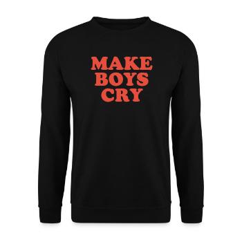Make Boys Cry Vintage Typography - Unisex Pullover - Schwarz - Vorne - Alina (178cm) & Michal (187cm)
