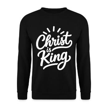 Christus ist König christlicher Glaube - Unisex Pullover - Schwarz - Vorne - Alina (178cm) & Michal (187cm)