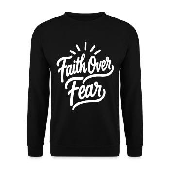 Glaube über Angst Christlicher Glaube - Unisex Pullover - Schwarz - Vorne - Alina (178cm) & Michal (187cm)