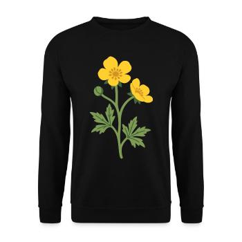 Hahnenfuß Blumen floral Blumenmotiv Design - Unisex Pullover - Schwarz - Vorne - Alina (178cm) & Michal (187cm)