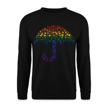 Regenschirm Silhouette Regenbogen - Unisex Pullover - Schwarz - Vorne - Alina (178cm) & Michal (187cm)