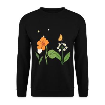 Tulpe Blumen Bärlauch Kapuzinerkresse botanisch - Unisex Pullover - Schwarz - Vorne - Alina (178cm) & Michal (187cm)