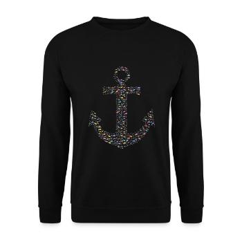 Anker aus Fischen Bunt - Unisex Pullover - Schwarz - Vorne - Alina (178cm) & Michal (187cm)