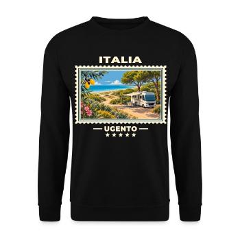 Italien Ugento Camping Vintage Reisemarke - Unisex Pullover - Schwarz - Vorne - Alina (178cm) & Michal (187cm)