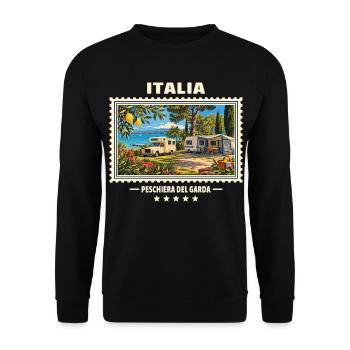 Italien Peschiera del Garda Camping Vintage Marke - Unisex Pullover - Schwarz - Vorne - Alina (178cm) & Michal (187cm)