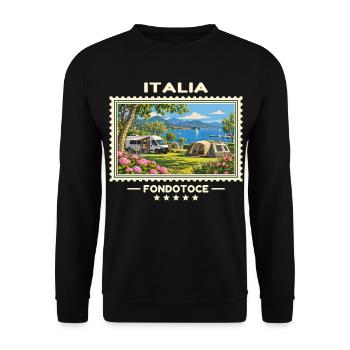 Italien Fondotoce Camping Vintage Reisemarke - Unisex Pullover - Schwarz - Vorne - Alina (178cm) & Michal (187cm)