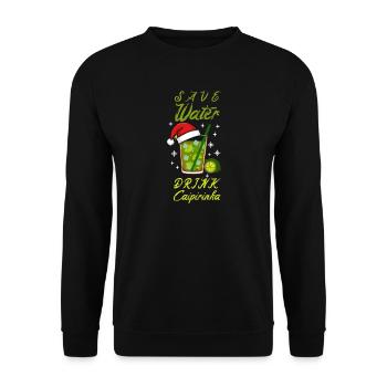Save Water Drink Caipirinha Weihnachten Cocktail - Unisex Pullover - Schwarz - Vorne - Alina (178cm) & Michal (187cm)