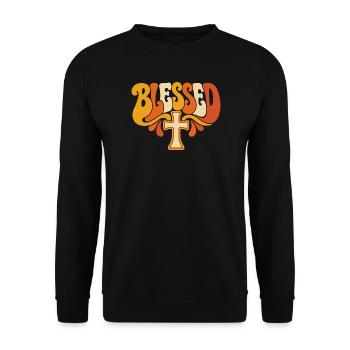 Blessed Kreuz Psychedelisch - Unisex Pullover - Schwarz - Vorne - Alina (178cm) & Michal (187cm)