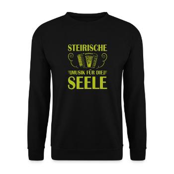 Ziehharmonika Musik Für Die Seele Steirische Musik - Unisex Pullover - Schwarz - Vorne - Alina (178cm) & Michal (187cm)