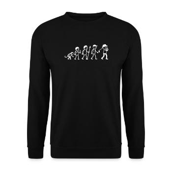  Golfspieler Golf Golfball Evolution Strichmänchen - Unisex Pullover - Schwarz - Vorne - Alina (178cm) & Michal (187cm)