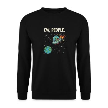 EW, People Alien UFO - Unisex Pullover - Schwarz - Vorne - Alina (178cm) & Michal (187cm)