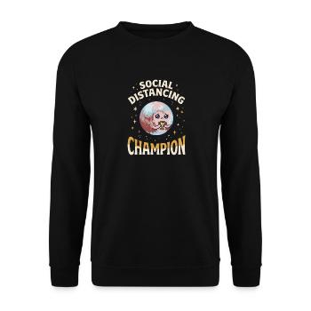 Social Distancing Champion - Unisex Pullover - Schwarz - Vorne - Alina (178cm) & Michal (187cm)
